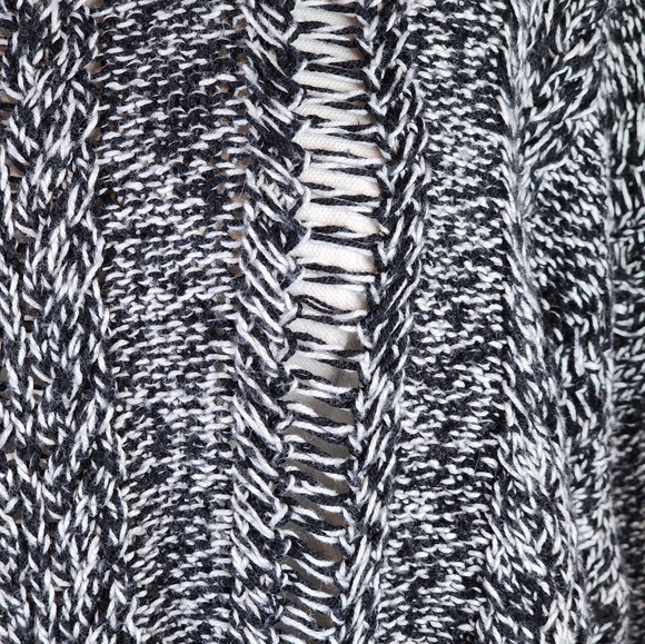 American Eagle XL Marled Knit Sweater Open Stitch Black White Slouchy Cozy - Picture 3 of 10